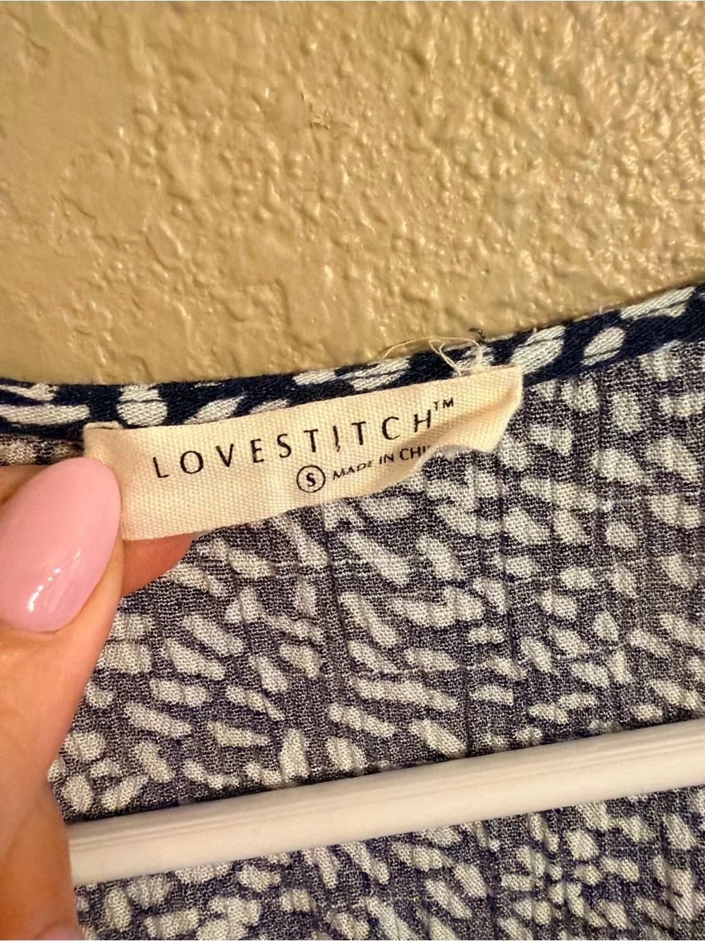 Lovestitch Navy Blue Printed V-Neck Dress